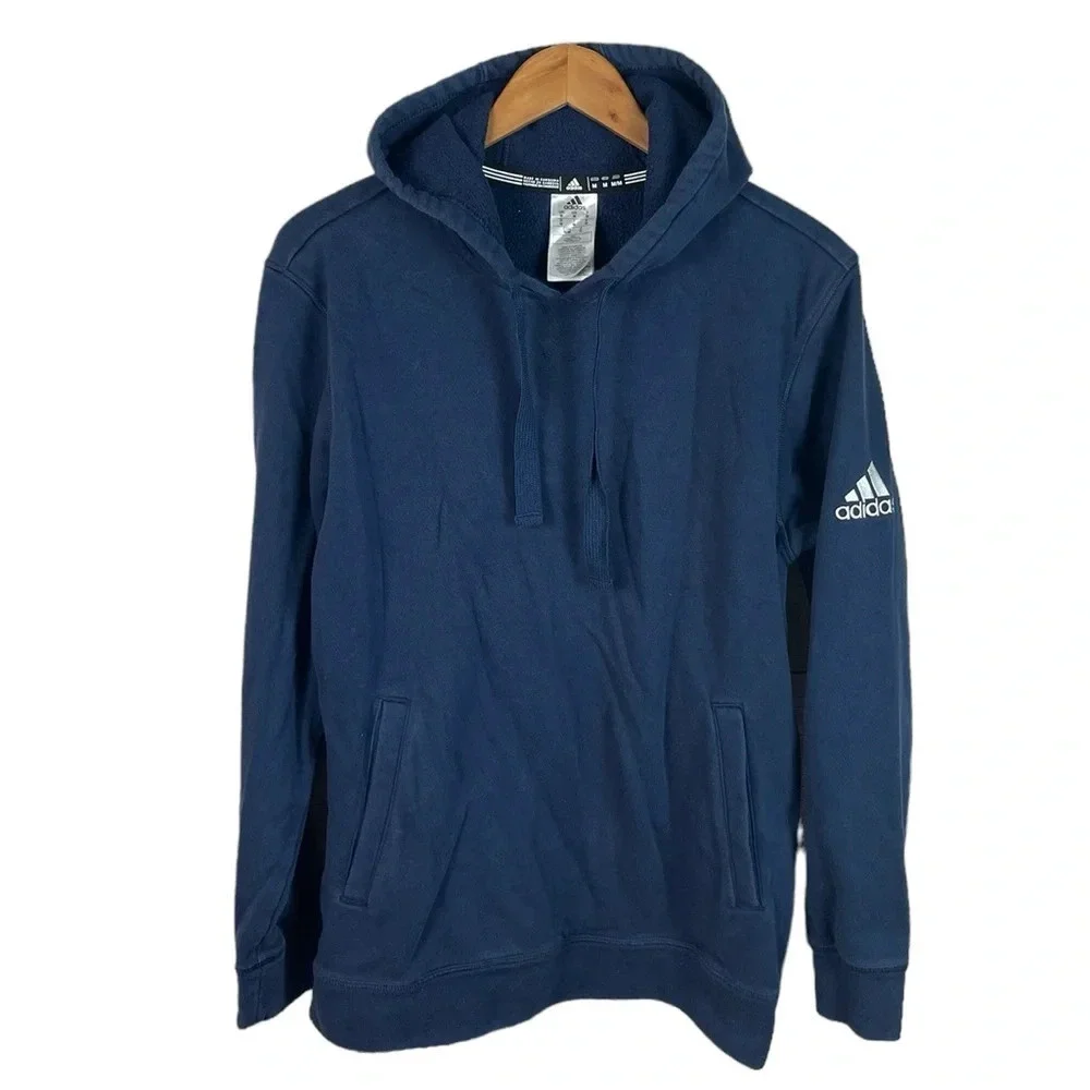 B13 Mens Adidas 3 Stripe Brand Athletic Hoodie Pullover Gym Sweatshirt M